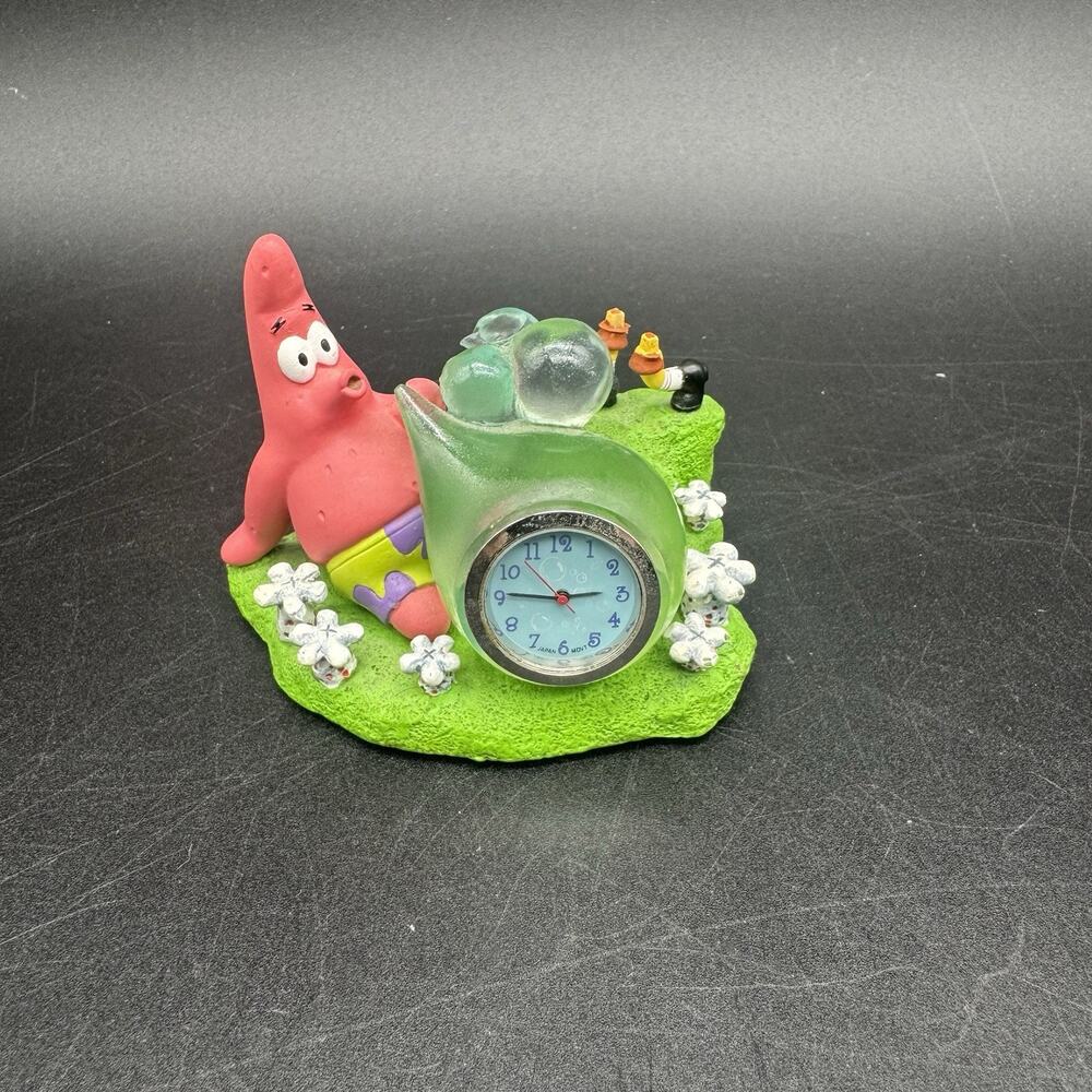 2002 SpongeBob And Patrick Tiny Clock Blowing Bubbles Rare Viacom Vintage READ